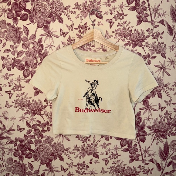 Budweiser Tops - Budweiser Pacsun Cream Baby Tee with Rodeo Graphic